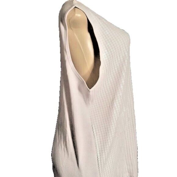 Denim 24/7 Plus 26/28 White Sequin Front Scoop Neck Ribbed Trim Tank Top - Picture 3 of 6